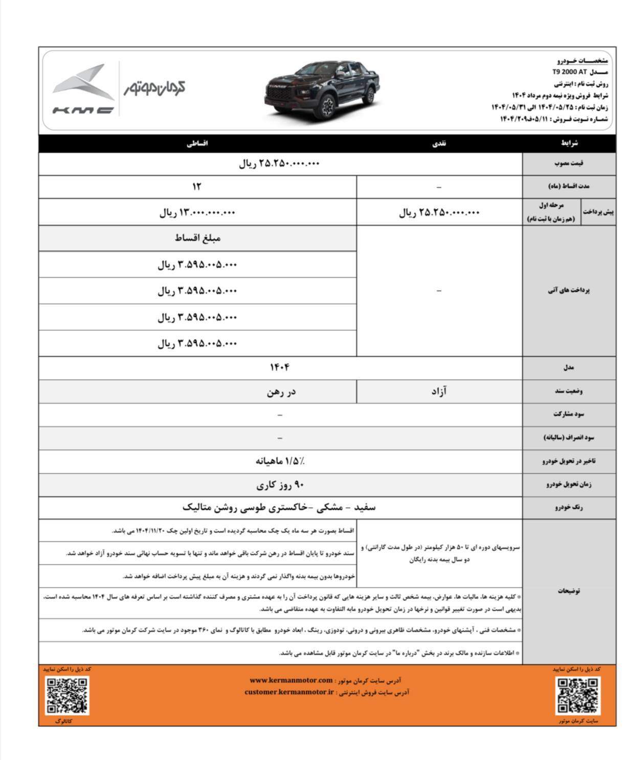 فروش ویژه نیمه دوم مرداد محصولات کرمان موتور به همراه سرویسهای دورهای رایگان فروش ویژه نیمه دوم مرداد محصولات کرمان موتور به همراه سرویسهای دورهای رایگان