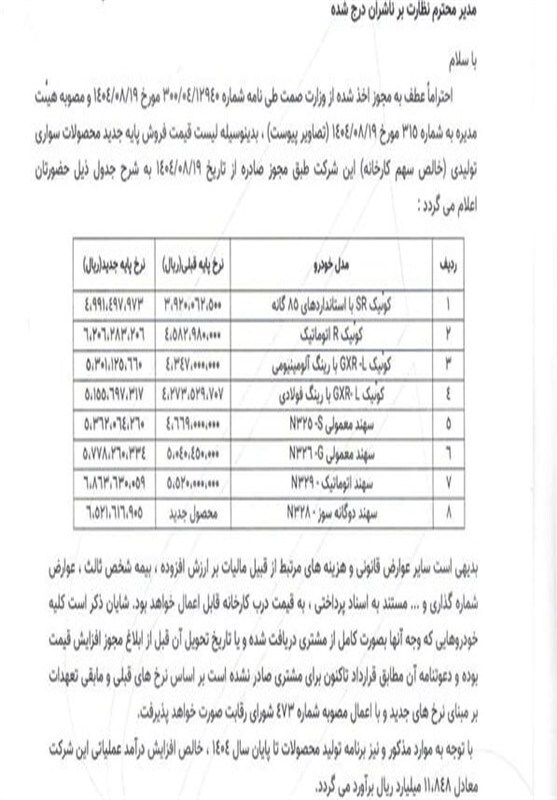 قیمت جدید کارخانه خودروهای سایپا آبان ۱۴۰۴ اعلام شد / کوئیک و سهند ۱۰۰ میلیون گران شدند! قیمت جدید کارخانه خودروهای سایپا آبان ۱۴۰۴ اعلام شد / کوئیک و سهند ۱۰۰ میلیون گران شدند!